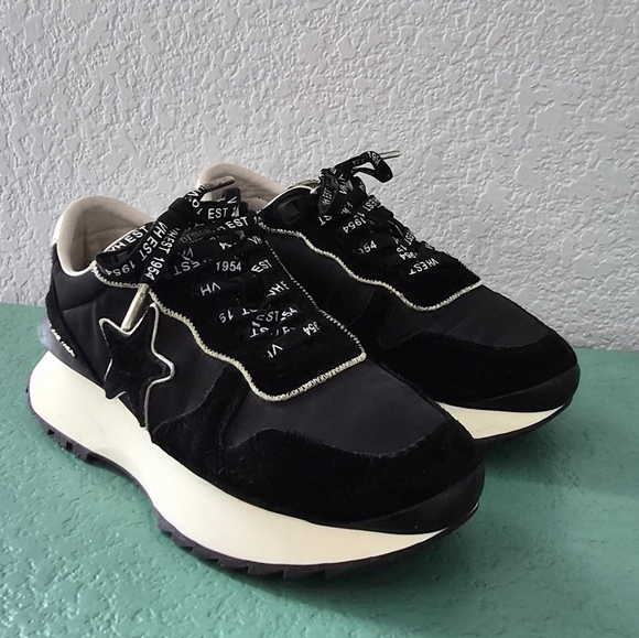 Vintage Havana Star Platform Sneakers Black Gold Size 7 - Picture 2 of 14